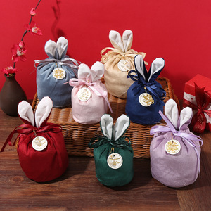 Pochette cadeau élégante et mignonne, vente en gros, pochette à bonbons de mariage, pochette en velours style oreilles de lapin - Product Image 2
