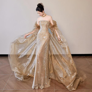 slim fit dress slacks Long Gold Satin Off Shoulder Mermaid Bridesmaid Dresses main image 1