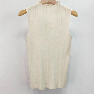 Chaleco Plisado Miyake sin Mangas con Cuello Alto para Mujer, Estilo Casual Diario, 100% Poliéster Ecológico, Venta al Por Mayor - Product Image 6