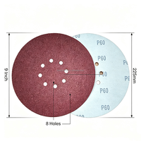 Disque abrasif P60 de 225 mm (9 po) à 8 trous, rouge, pour préparation de grandes surfaces industrielles