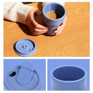 Mug à café en silicone pliable réutilisable écologique sans BPA personnalisé, portable, pliable, 375 ml, avec couvercle - Product Image 4