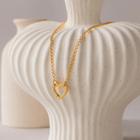 Collier chaîne Rolo avec fermoir mousqueton cœur personnalisé, en acier inoxydable 316L plaqué or PVD 18K, étanche et inaltérable, bijoux de Noël