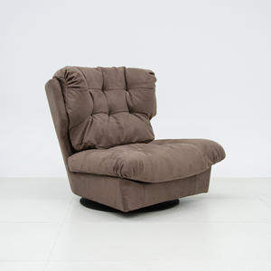 Fauteuil d'appoint pivotant capitonné contemporain, chaise longue surdimensionnée en velours moelleux avec base pivotante pour appartement, chambre, hôtel, style Mid-Century - Product Image 3