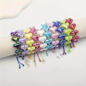 Collana da donna a forma di cuore con perline in acrilico colorato, stile Ins, semplice ed elegante, perfetta per l'anniversario - Collezione estiva di successo - Product Image 1