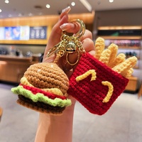 2026 Porte-clés mignons en forme de hamburger, frites, jouets en peluche, pendentifs 3D, porte-clés au crochet, porte-clés Coca, breloques de sac