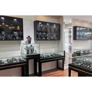 Customized high-end glass display showcase and wall cabinets for jewelry store display