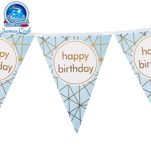 Cook Party Happy Birthday Banner Flags Triangle Shape Luxury Style Birthday Party Decorations - Product Image 1