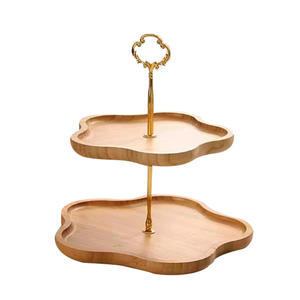 Fabrika doğrudan ahşap kek tutucu çift katlı üç katmanlar Cupcake kek standı yiyecek tepsisi bambu hizmet katmanlı tatlı tepsi dekor - Product Image 5