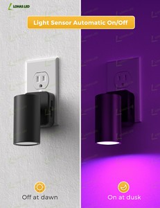Veilleuse murale LOHAS RGB avec capteur crépusculaire, style rotatif, pour chambre d'enfants et d'adultes, salle de bain, couloir - Product Image 3