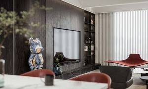 Muebles de TV de Estilo Moderno de Madera Maciza con Estantes Abiertos con Diseño de Grano de Madera y Tira de LED para Comedor - Product Image 4