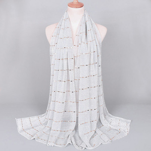 Hijab en mousseline douce avec strass, longue écharpe châle, <span class=keywords><strong>foulard</strong></span> de mode musulman pour femmes - Product Image 4