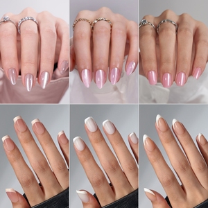 Kit de 30 faux ongles de luxe faits main à la française, à presser, vente en gros, faux ongles artificiels avec colle - Product Image 3