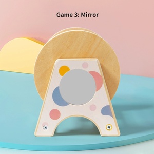 Tambour à roulettes en bois 3 en 1 unisexe avec miroir, engrenages rotatifs, fabrication de sons, jouets pour bébés, jouet de bureau - Product Image 4