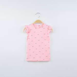 เสื้อยืดเด็กแขนระบายลายกราฟิก เนื้อผ้านุ่ม ใส่สบายสำหรับฤดูร้อน MOQ ต่ำ - Product Image 2