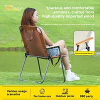 Chaise de camping pliable avec accoudoirs en bois, portable, en métal, pour l'extérieur, en tissu Oxford, adaptée aux plages, parcs, jardins, pique-niques, modèle