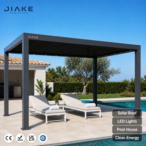 Pergola <span class=keywords><strong>solaire</strong></span> Jiake en aluminium avec toit photovoltaïque et éclairage LED résistant aux intempéries pour piscine extérieure, maison, jardin, terrasse - Product Image 1