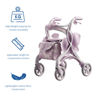 Déambulateur en fibre de carbone de nouvelle conception, rose nacré, concept floral, pour la mobilité haut de gamme des seniors