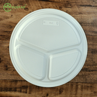 10 pouces 3 compartiments pas cher emporter nouveau Style assiette jetable alimentaire jetable assiette ronde 500 pièces/carton
