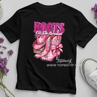 Bottes roses à nœuds pour transfert DTF, prêtes à presser sur vêtements, chemises, sacs et articles d'habillement