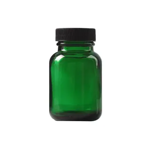 Grosir logo khusus 100ml 120ml kaca hijau bulat kapsul Vitamin sirup batuk perawatan kesehatan botol pil obat