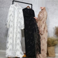 Abaya Dubaï Turque Luxueuse Broderie Sans Couture Paillettes Vêtements Islamiques Dentelle Vêtements Musulmans