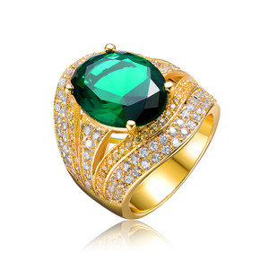 <span class=keywords><strong>Anello</strong></span> di Fidanzamento Religioso di Lusso Vintage Keiyue in Argento 925/Rame con <span class=keywords><strong>Zirconi</strong></span> <span class=keywords><strong>e</strong></span> <span class=keywords><strong>Smeraldo</strong></span> Placcato Oro per Anniversario - Product Image 2