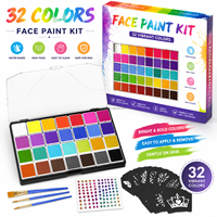 Kit de peinture pour le visage en palette, professionnel, en gros |   Teintes dégradées à base d'eau |   Non toxique |   Brille dans le noir |   Corps des enfants