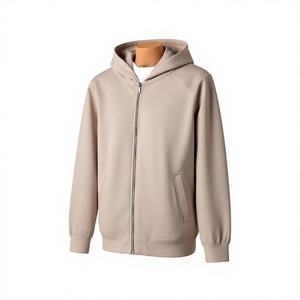 Ensemble de survêtement beige à capuche pour homme, manches longues, couleur unie, tenue décontractée de jogging avec poches latérales, coupe régulière, pour l'automne - Product Image 3