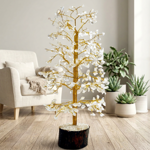 Árbol de la Fortuna de Cuarzo Transparente, Artesanía en Alambre con Piedras Preciosas, Bonsái de Cristal Hecho a Mano, Decoración para el Hogar, Regalo de Boda - Product Image 1