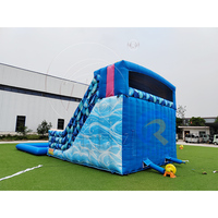 Toboggan aquatique gonflable géant Ocean Trident à double piste, texture ondulée, toboggan aquatique géant pour piscine, pour adultes et enfants, location commerciale