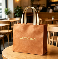 Sacs cadeaux en papier kraft brun avec poignées en ruban, sacs fourre-tout estampés à chaud pour vêtements, bijoux, montres, boutique