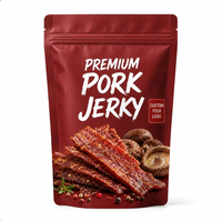 Sachet refermable mat personnalisé avec logo imprimé pour l'emballage de viande de porc séchée de qualité supérieure, en tranches, pour en-cas, avec fermeture éclair