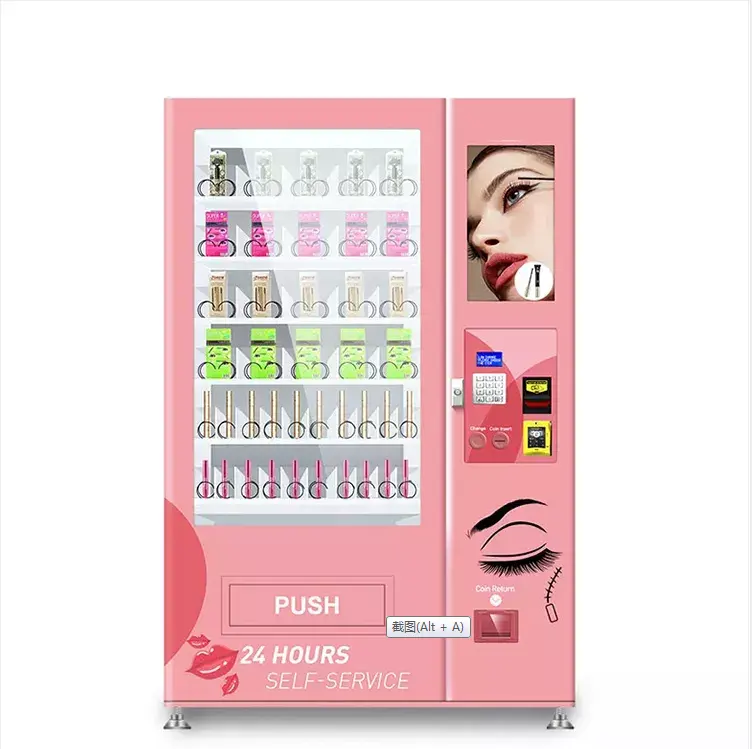 JW coin operated photo sticker 2 column tattoo vending machine cardboard touch screen with credit card reader shopping mall