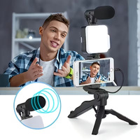 Kit de diffusion en direct AY-49 Best-seller avec 49 lumières LED, télécommande, microphone, support en plastique pour bureau, téléphones portables et lit