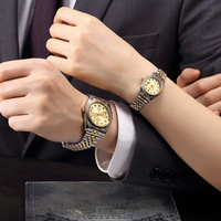 Montre dorée étanche pour couple, montre tendance pour étudiants, cadeau pour femmes et hommes