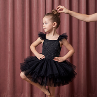 Nouvelle arrivée, robe de tutu de danse pour filles avec manches bouffantes brillantes, vêtements d'entraînement de danse