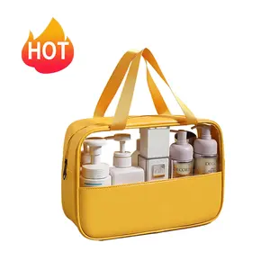 Splicing Makeup Bag PVC Translucent Large Capacity Bath Bag Toiletry Bag For Travel Daily Life