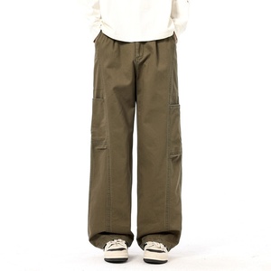 Pantaloni <span class=keywords><strong>Cargo</strong></span> da Uomo Primaverili Nuovi con Tasche Multiple a Vita Media, Stile Americano, Vestibilità Larga, Casual, Gamba Dritta, in Cotone - Product Image 1