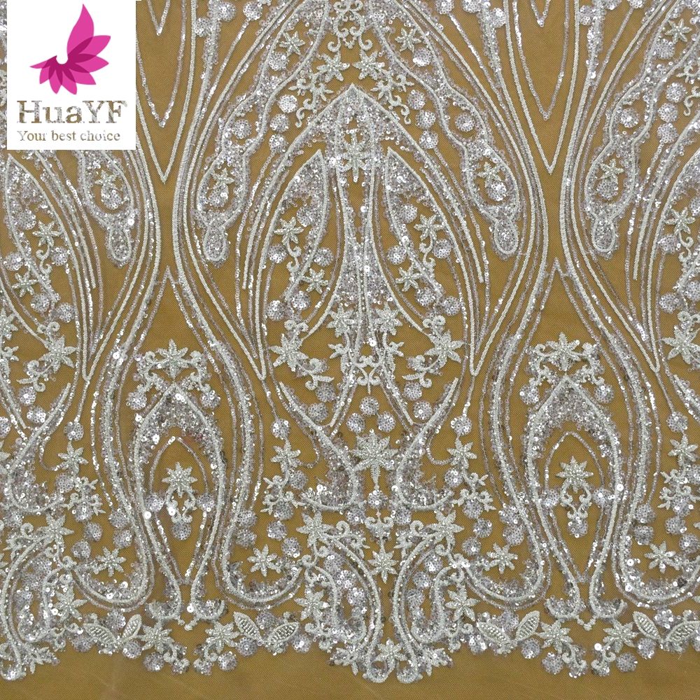 embroidered lace fabric silver