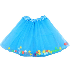 Robe tutu en tulle avec pompons pour filles, costume de scène - Product Image 5