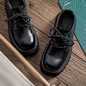 डर्बी जूते पुरुषों के गर्मियों के निचले शीर्ष जूते मोटे काले कपड़े के जूते - Product Image 3