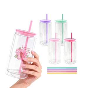 แก้วน้ำพลาสติกแบบมีหูจับสองชั้น ขนาด 16 ออนซ์ จำนวน 50 ชิ้น ยี่ห้อ USA RTS พร้อมรูสำหรับดื่มโดยตรง ปราศจากสาร BPA เก็บอุณหภูมิได้ - Product Image 1