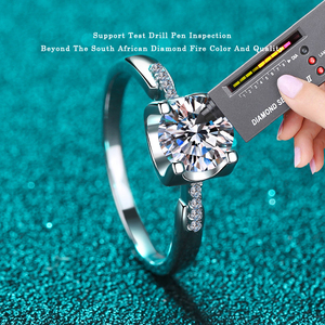 Anillo de Boda de Plata de Ley S925 con Moissanita de 1 Quilate, Color D, Estilo Cabeza de Toro, Cintura Delgada, para Mujer, Modelo AZ157-J - Product Image 3