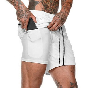PIHA SPORTS Unisex Base-layer Summer Polyester Elastic Quick Dry Double Layer Print Workout Athletic Sweat <b>Drawstring</b> Shorts - Product Image 1