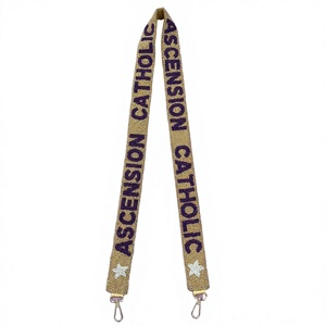 Ascension Catholic Cotton Beaded Embroidered Purse Strap Custom School <b>Spirit</b> Adjustable Handbag Chain Team Colors Cross Charm - Product Image 1