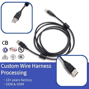 Câble USB 2.0 480 Mbps personnalisé à double noyau de ferrite USB-A mâle-mâle anti-interférence pour équipement industriel PLC et médical - Product Image 1