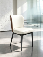 Chaise de salle à manger en fer forgé, style luxe léger, simple et moderne, avec dossier en cuir souple, pour la maison et le restaurant, mobilier domestique polyvalent