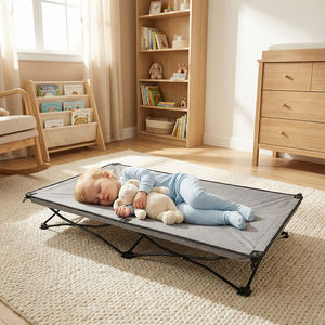 Lit de camping moderne pour tout-petits, pliable, surélevé, rafraîchissant, portable, en tissu Oxford léger, pour l'extérieur et les voyages - Product Image 5