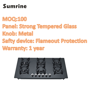 Encimera de cocina de gas integrada, 6 quemadores, encimera comercial de vidrio templado de 90cm ng/lpg - Product Image 6