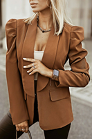 Nouvelle Collection Automne Hiver Tempérament Élégant Quotidien Commutation Couleur Unie Manches À Volants Conception Femmes Costume D'affaires Veste